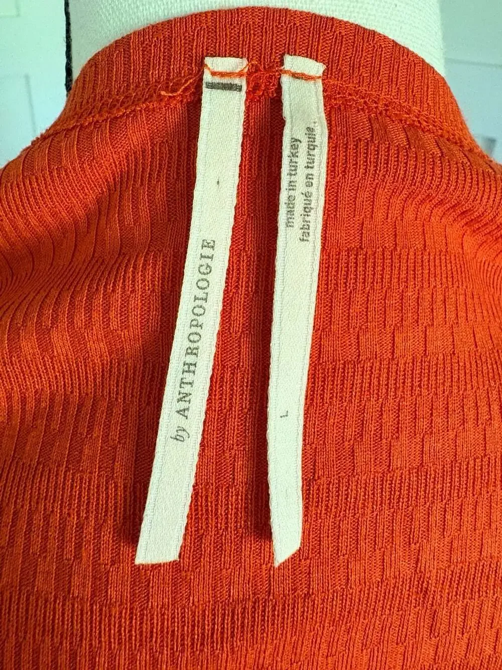 Anthropologie Ruched Front Long Sleeve Crop Top Orange Ladies Size L